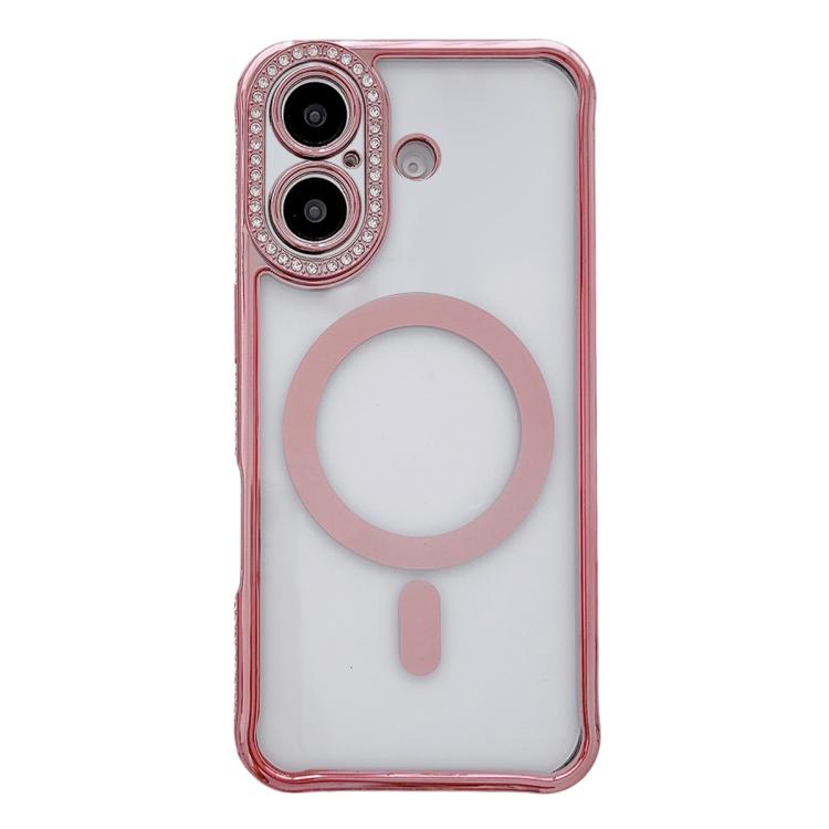 Rhinestone Clear Acrylic Electroplated Magnetic Phone Case, For iPhone 16 Pro Max, For iPhone 16 Pro, For iPhone 16 Plus, For iPhone 16