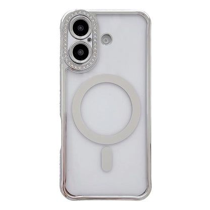 Rhinestone Clear Acrylic Electroplated Magnetic Phone Case, For iPhone 16 Pro Max, For iPhone 16 Pro, For iPhone 16 Plus, For iPhone 16