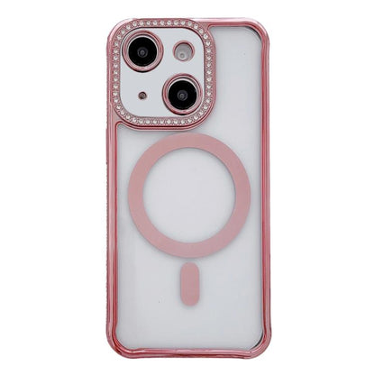 Rhinestone Clear Acrylic Electroplated Magnetic Phone Case, For iPhone 15 Pro Max, For iPhone 15 Pro, For iPhone 15 Plus / 14 Plus, For iPhone 15