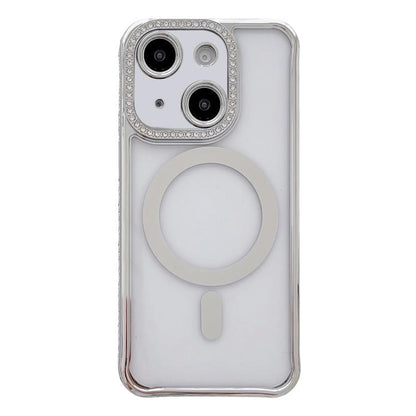Rhinestone Clear Acrylic Electroplated Magnetic Phone Case, For iPhone 15 Pro Max, For iPhone 15 Pro, For iPhone 15 Plus / 14 Plus, For iPhone 15