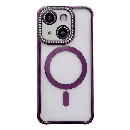 Rhinestone Clear Acrylic Electroplated Magnetic Phone Case, For iPhone 15 Pro Max, For iPhone 15 Pro, For iPhone 15 Plus / 14 Plus, For iPhone 15