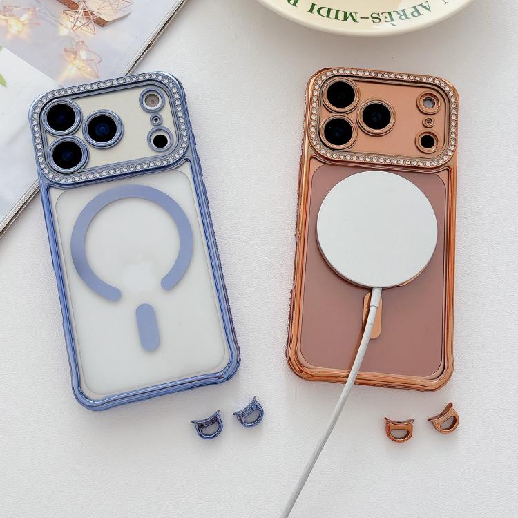 Rhinestone Clear Acrylic Electroplated Magnetic Phone Case, For iPhone 16 Pro Max, For iPhone 16 Pro, For iPhone 16 Plus, For iPhone 16