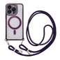 Rhinestone Clear Acrylic Electroplated Magnetic Phone Case with Neck Lanyard, For iPhone 13 Pro