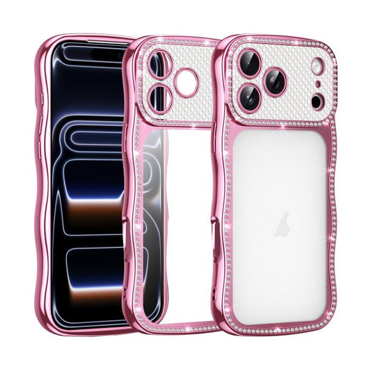 Wave Twisting Star Diamond Shockproof Electroplate TPU Phone Case, For iPhone 17 Pro Max, For iPhone 17 Pro, For iPhone 17, For iPhone 16 Pro Max