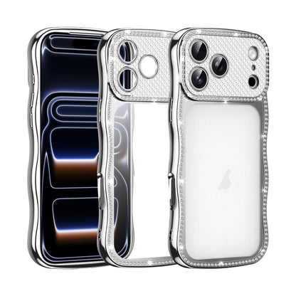 Wave Twisting Star Diamond Shockproof Electroplate TPU Phone Case, For iPhone 17 Pro Max, For iPhone 17 Pro, For iPhone 17, For iPhone 16 Pro Max