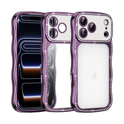 Wave Twisting Star Diamond Shockproof Electroplate TPU Phone Case, For iPhone 17 Pro Max, For iPhone 17 Pro, For iPhone 17, For iPhone 16 Pro Max