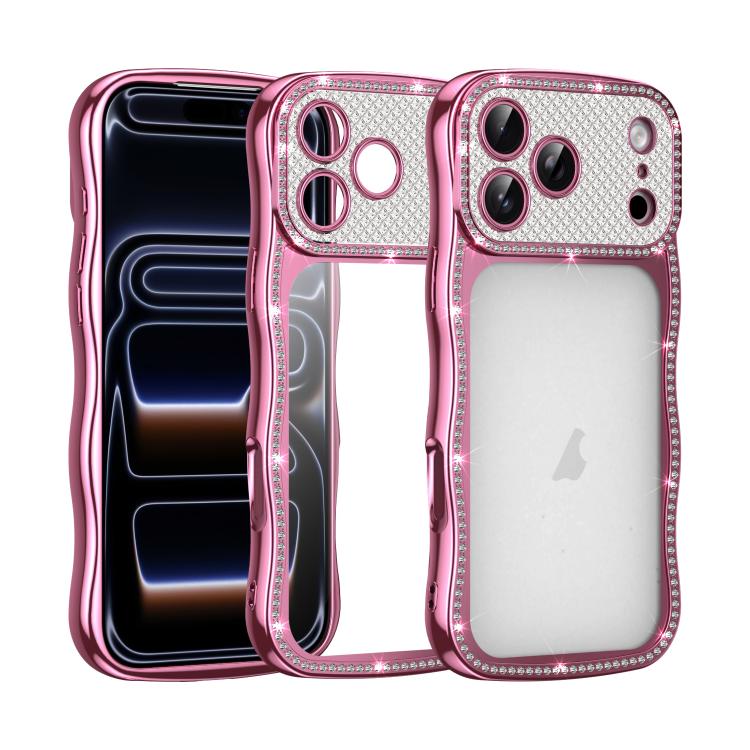 Wave Twisting Star Diamond Shockproof Electroplate TPU Phone Case, For iPhone 17 Pro Max, For iPhone 17 Pro, For iPhone 17, For iPhone 16 Pro Max