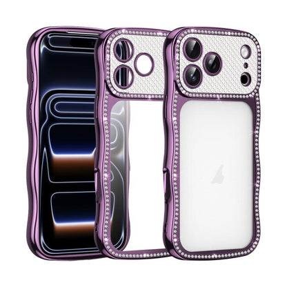 Wave Twisting Star Diamond Shockproof Electroplate TPU Phone Case, For iPhone 17 Pro Max, For iPhone 17 Pro, For iPhone 17, For iPhone 16 Pro Max