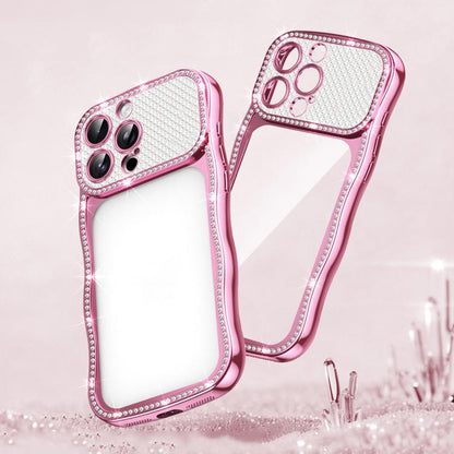 Wave Twisting Star Diamond Shockproof Electroplate TPU Phone Case, For iPhone 16 Pro, For iPhone 16