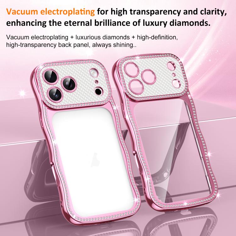 Wave Twisting Star Diamond Shockproof Electroplate TPU Phone Case, For iPhone 16 Pro, For iPhone 16