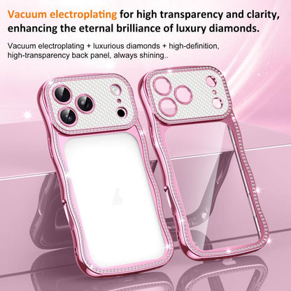 Wave Twisting Star Diamond Shockproof Electroplate TPU Phone Case, For iPhone 16 Pro, For iPhone 16