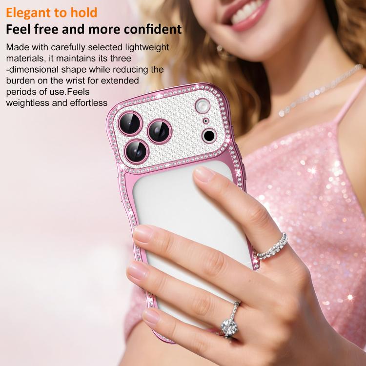 Wave Twisting Star Diamond Shockproof Electroplate TPU Phone Case, For iPhone 16 Pro, For iPhone 16