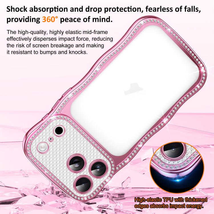 Wave Twisting Star Diamond Shockproof Electroplate TPU Phone Case, For iPhone 16 Pro, For iPhone 16