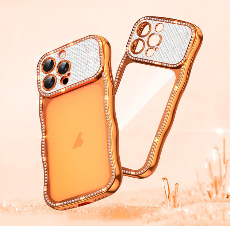 Wave Twisting Star Diamond Shockproof Electroplate TPU Phone Case, For iPhone 16 Pro, For iPhone 16