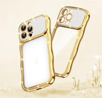 Wave Twisting Star Diamond Shockproof Electroplate TPU Phone Case, For iPhone 16 Pro, For iPhone 16