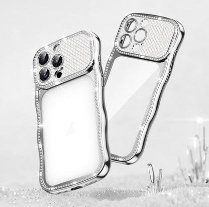 Wave Twisting Star Diamond Shockproof Electroplate TPU Phone Case, For iPhone 16 Pro, For iPhone 16
