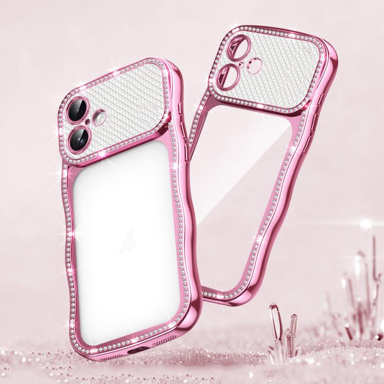 Wave Twisting Star Diamond Shockproof Electroplate TPU Phone Case, For iPhone 16 Pro, For iPhone 16