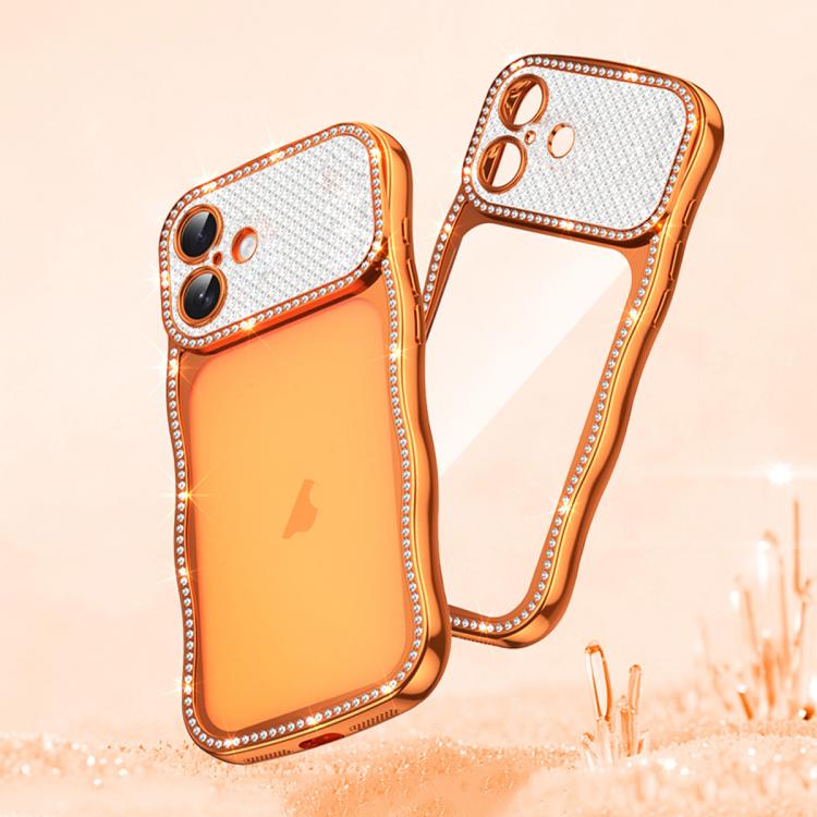 Wave Twisting Star Diamond Shockproof Electroplate TPU Phone Case, For iPhone 16 Pro, For iPhone 16
