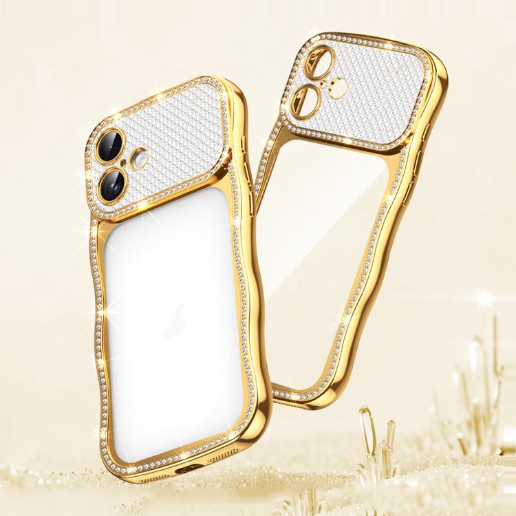 Wave Twisting Star Diamond Shockproof Electroplate TPU Phone Case, For iPhone 16 Pro, For iPhone 16