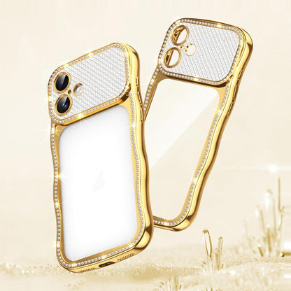Wave Twisting Star Diamond Shockproof Electroplate TPU Phone Case, For iPhone 16 Pro, For iPhone 16