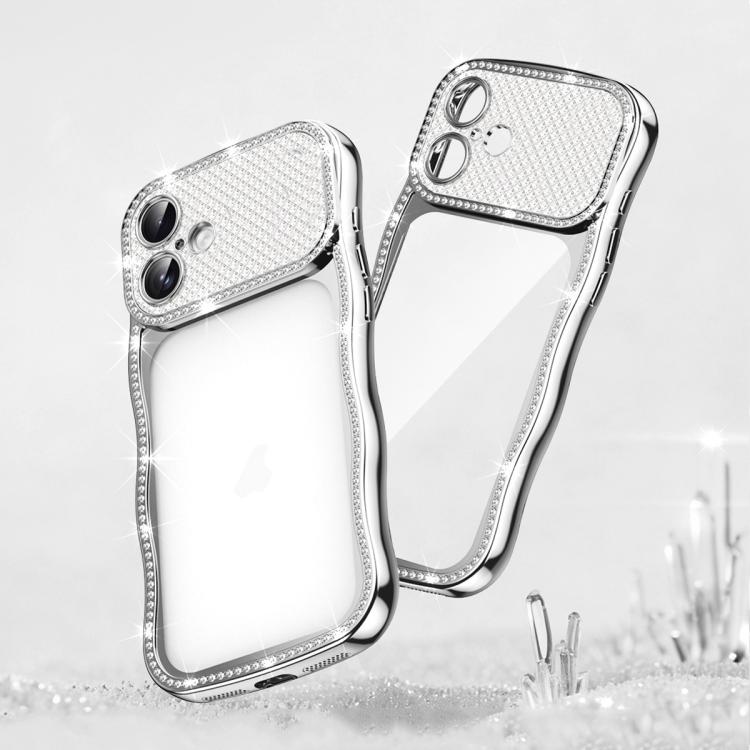 Wave Twisting Star Diamond Shockproof Electroplate TPU Phone Case, For iPhone 16 Pro, For iPhone 16