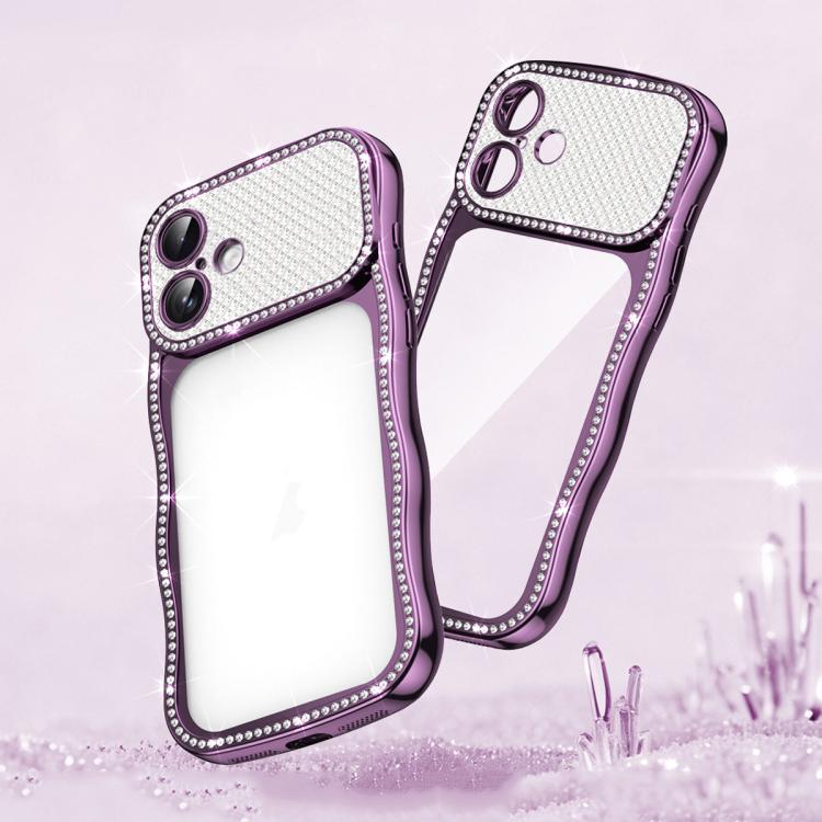 Wave Twisting Star Diamond Shockproof Electroplate TPU Phone Case, For iPhone 16 Pro, For iPhone 16