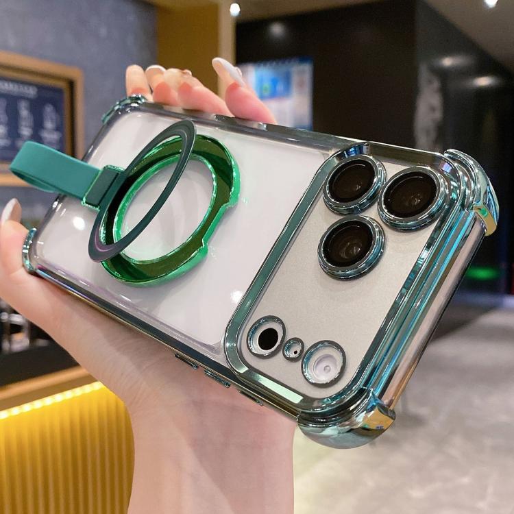 Crystal Shield Ring Holde TPU + Acrylic Magnetic Phone Case, For iPhone 17 Pro Max, For iPhone 17 Pro, For iPhone 17