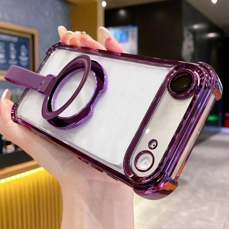 Crystal Shield Ring Holde TPU + Acrylic Magnetic Phone Case, For iPhone Air, For iPhone 16 Pro Max, For iPhone 16 Pro