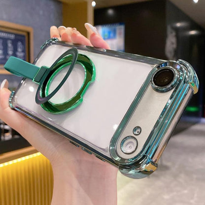 Crystal Shield Ring Holde TPU + Acrylic Magnetic Phone Case, For iPhone Air, For iPhone 16 Pro Max, For iPhone 16 Pro