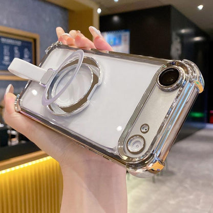 Crystal Shield Ring Holde TPU + Acrylic Magnetic Phone Case, For iPhone Air, For iPhone 16 Pro Max, For iPhone 16 Pro