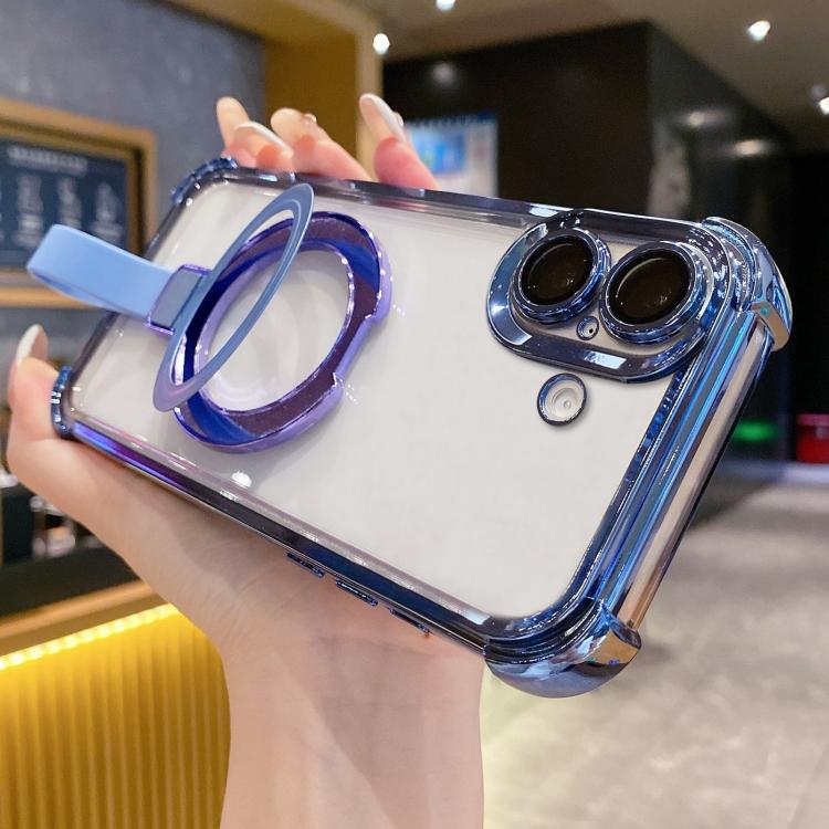 Crystal Shield Ring Holde TPU + Acrylic Magnetic Phone Case, For iPhone 16 Plus, For iPhone 16, For iPhone 15 Pro Max