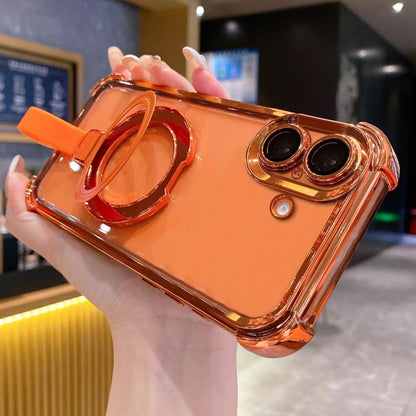 Crystal Shield Ring Holde TPU + Acrylic Magnetic Phone Case, For iPhone 16 Plus, For iPhone 16, For iPhone 15 Pro Max