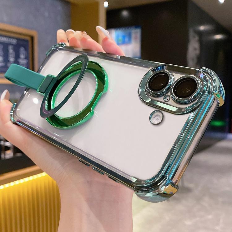 Crystal Shield Ring Holde TPU + Acrylic Magnetic Phone Case, For iPhone 16 Plus, For iPhone 16, For iPhone 15 Pro Max