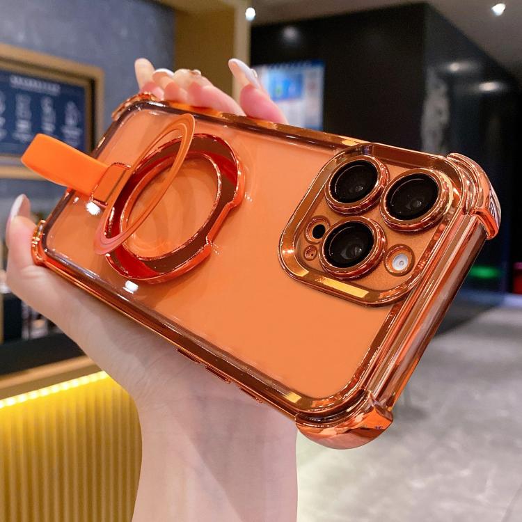 Crystal Shield Ring Holde TPU + Acrylic Magnetic Phone Case, For iPhone 16 Plus, For iPhone 16, For iPhone 15 Pro Max