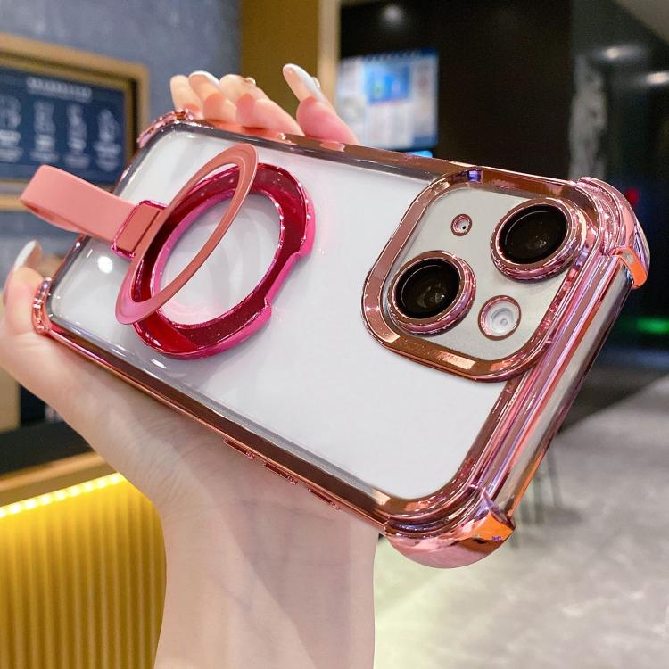 Crystal Shield Ring Holde TPU + Acrylic Magnetic Phone Case, For iPhone 14 Plus, For iPhone 14, For iPhone 14 Pro