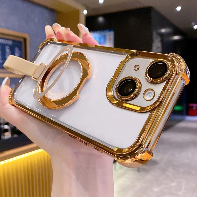 Crystal Shield Ring Holde TPU + Acrylic Magnetic Phone Case, For iPhone 14 Plus, For iPhone 14, For iPhone 14 Pro