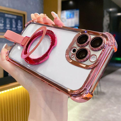 Crystal Shield Ring Holde TPU + Acrylic Magnetic Phone Case, For iPhone 14 Pro Max, For iPhone 13 Pro Max, For iPhone 13 Pro