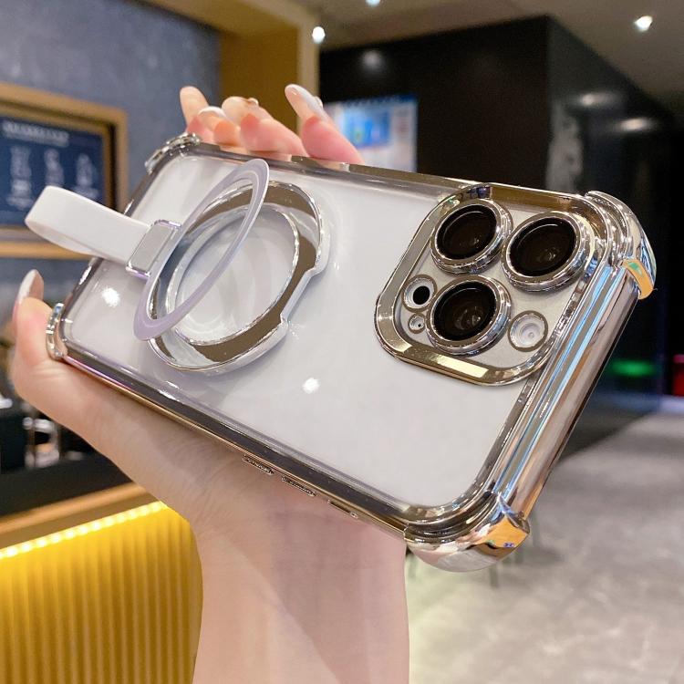 Crystal Shield Ring Holde TPU + Acrylic Magnetic Phone Case, For iPhone 14 Pro Max, For iPhone 13 Pro Max, For iPhone 13 Pro