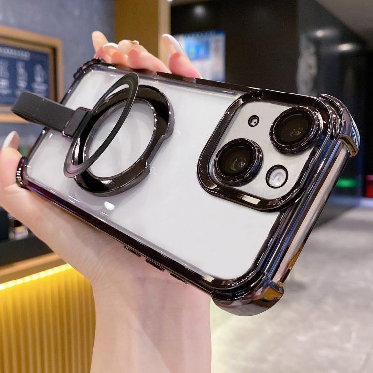 Crystal Shield Ring Holde TPU + Acrylic Magnetic Phone Case, For iPhone 13