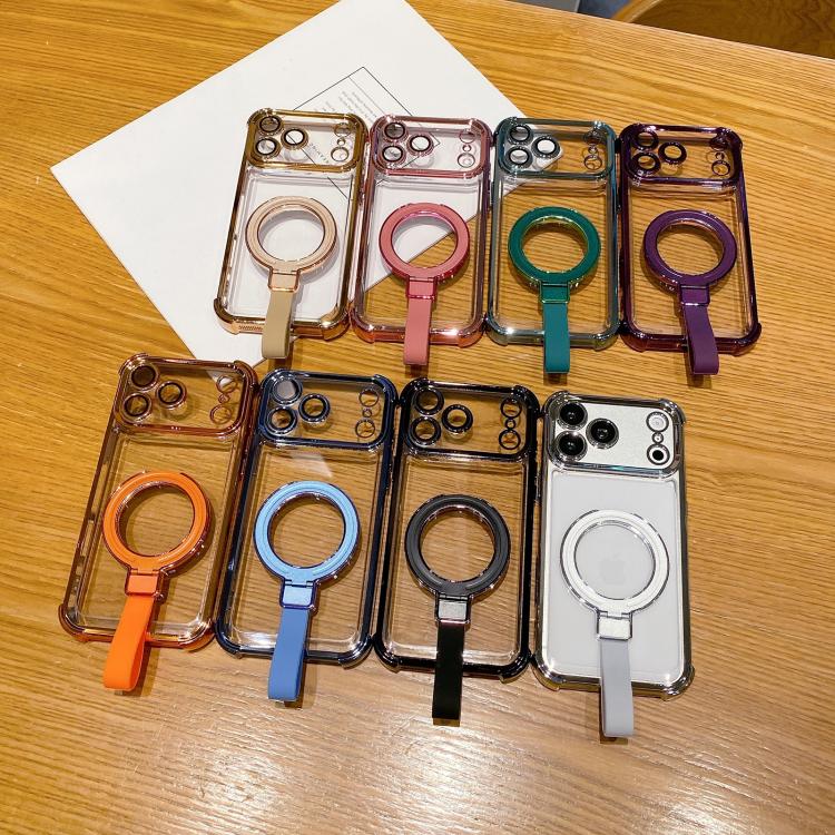 Crystal Shield Ring Holde TPU + Acrylic Magnetic Phone Case, For iPhone 16 Plus, For iPhone 16, For iPhone 15 Pro Max