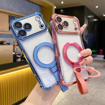 Crystal Shield Ring Holde TPU + Acrylic Magnetic Phone Case, For iPhone 14 Plus, For iPhone 14, For iPhone 14 Pro