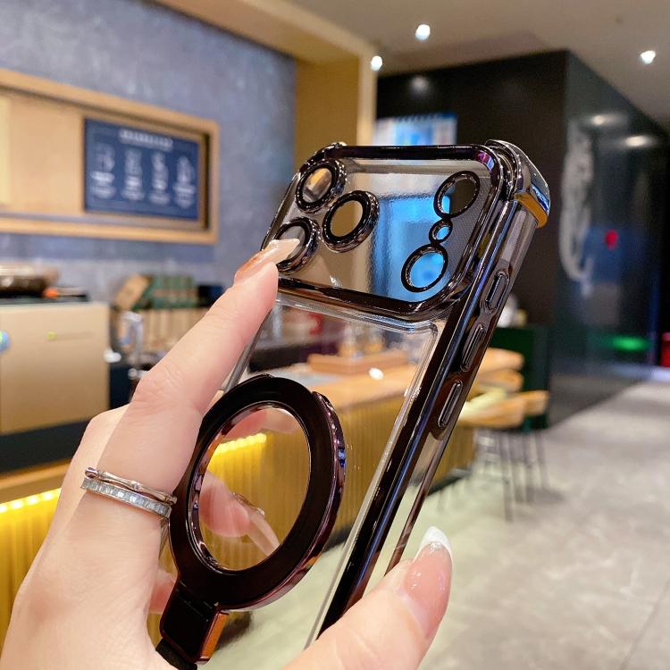 Crystal Shield Ring Holde TPU + Acrylic Magnetic Phone Case, For iPhone Air, For iPhone 16 Pro Max, For iPhone 16 Pro
