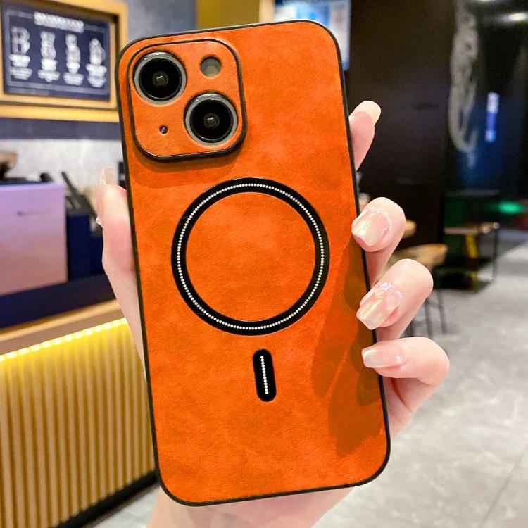 Lambskin Faux Leather Magnetic Phone Case, For iPhone 15, For iPhone 14 Plus, For iPhone 14, For iPhone 14 Pro