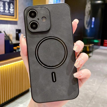 Lambskin Faux Leather Magnetic Phone Case, For iPhone Air, For iPhone 16 Pro Max, For iPhone 16 Pro, For iPhone 16 Plus