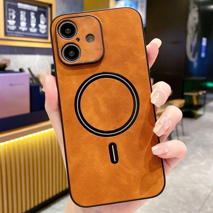 Lambskin Faux Leather Magnetic Phone Case, For iPhone Air, For iPhone 16 Pro Max, For iPhone 16 Pro, For iPhone 16 Plus