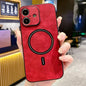 Lambskin Faux Leather Magnetic Phone Case, For iPhone Air, For iPhone 16 Pro Max, For iPhone 16 Pro, For iPhone 16 Plus