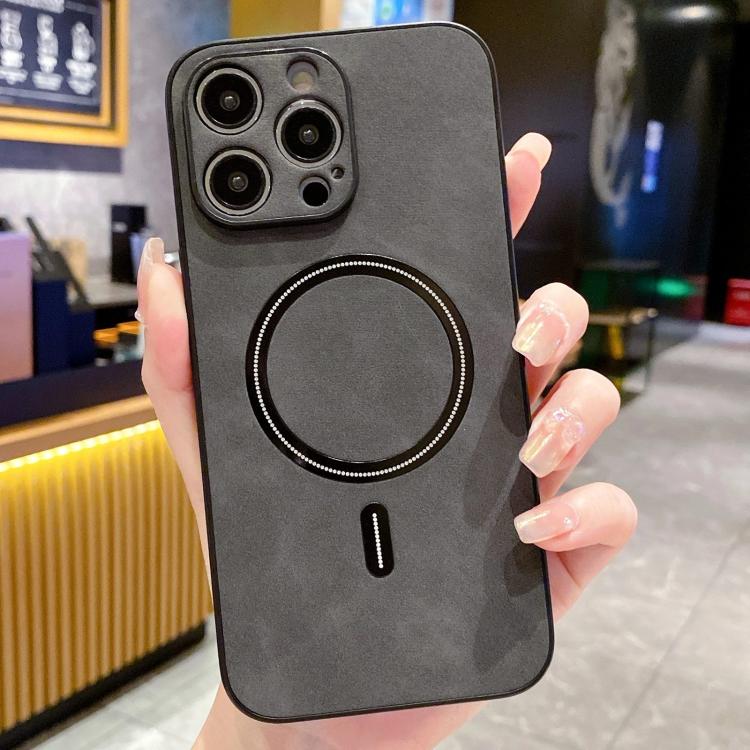 Lambskin Faux Leather Magnetic Phone Case, For iPhone Air, For iPhone 16 Pro Max, For iPhone 16 Pro, For iPhone 16 Plus
