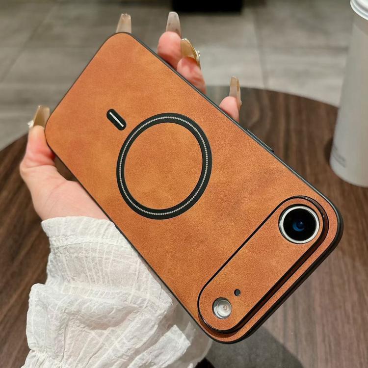 Lambskin Faux Leather Magnetic Phone Case, For iPhone Air, For iPhone 16 Pro Max, For iPhone 16 Pro, For iPhone 16 Plus
