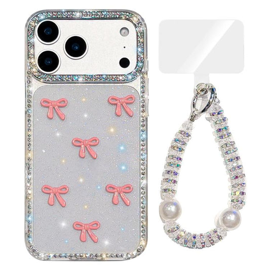 Sparkling IMD Colorful Bow Phone Case with Bracelet, For iPhone 17 Pro Max, For iPhone 17 Pro