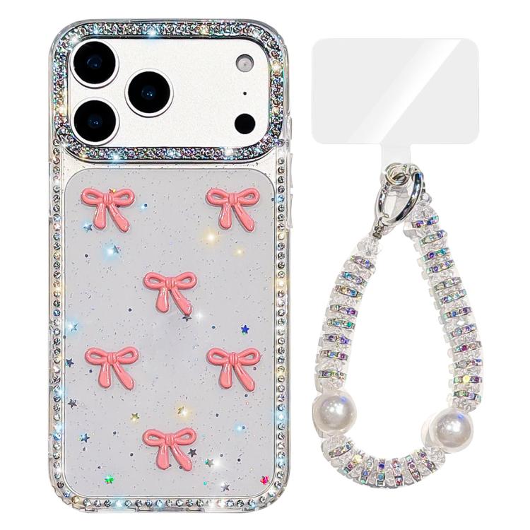 Sparkling IMD Colorful Bow Phone Case with Bracelet, For iPhone 17 Pro Max, For iPhone 17 Pro
